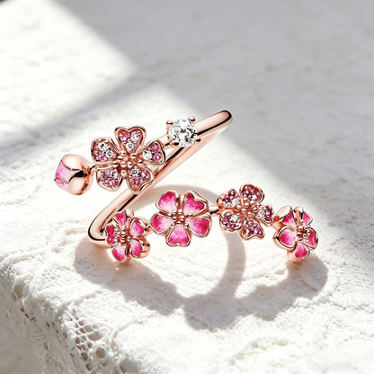 Pink Flower Adjustable Ring